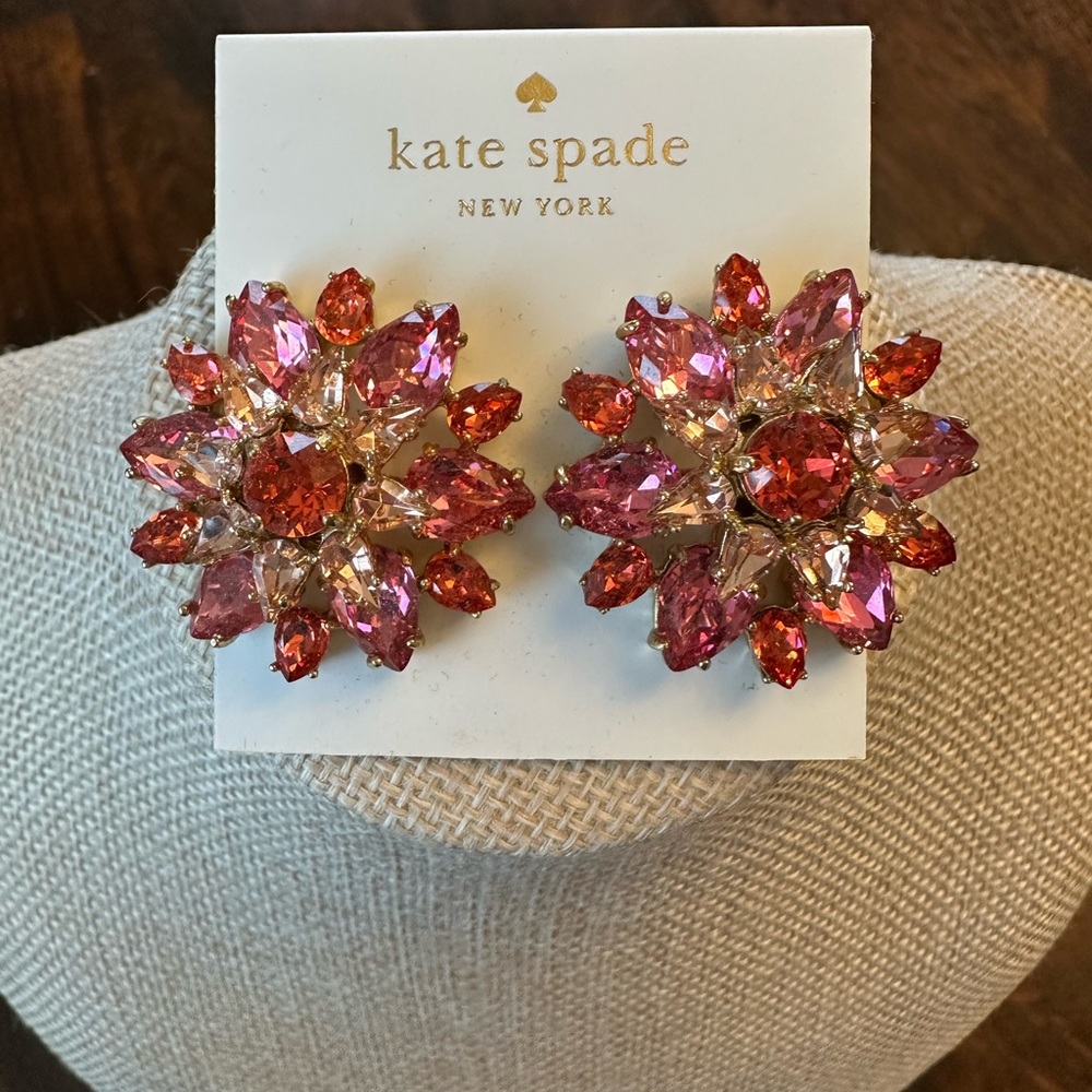 Kate Spade Pink and Red Trellis Bloom Earrings